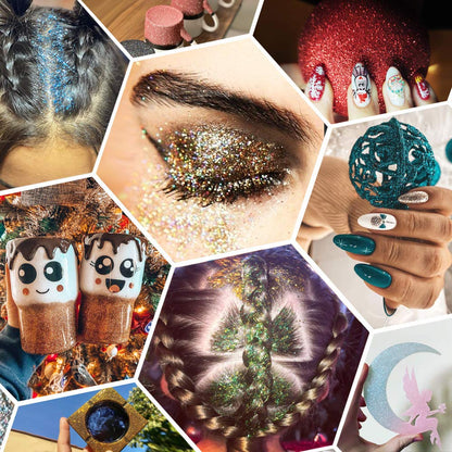 Licool Glitter complete collection of thirty-six sparkling fine powders for versatile makeup and craft applications