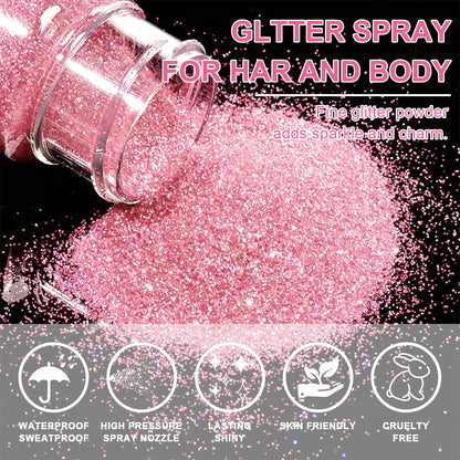 Meilury shimmer powder spray swatched on arm showing reflective finish.