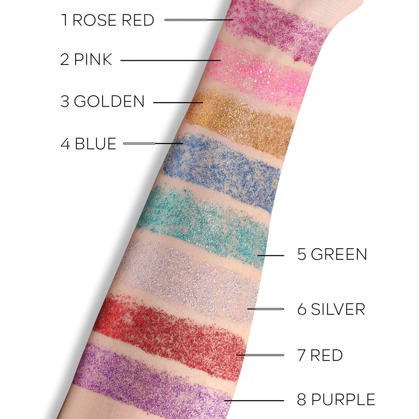 KYDA holographic blue sequins glitter gel stick texture close up highlighting hexagonal flakes.