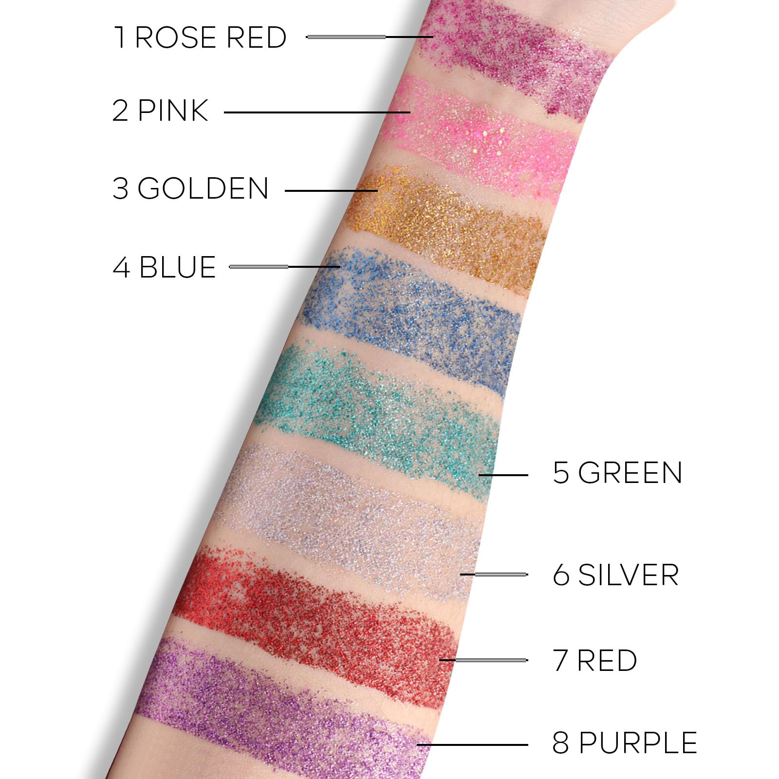 KYDA holographic blue sequins glitter gel stick texture close up highlighting hexagonal flakes.