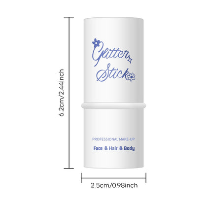 KYDA imported body glitter makeup stick next to cosmetic wipes demonstrating easy clean removal.