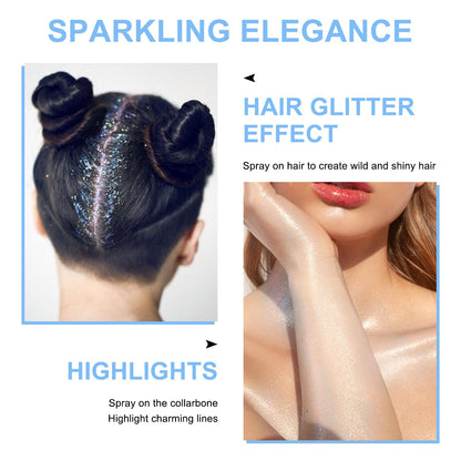 Topcent sparkling highlighter powder applied as a body shimmer on shoulders