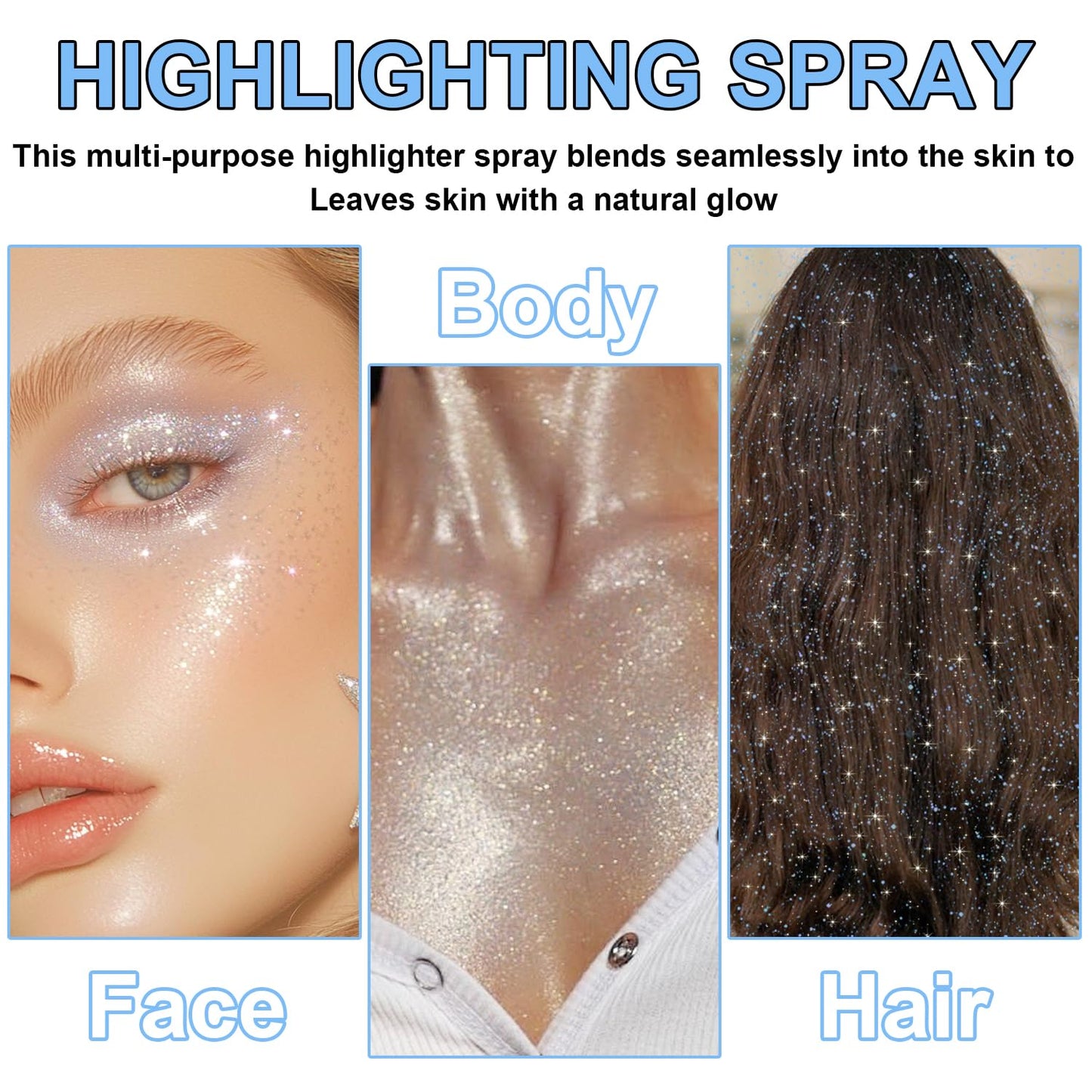 Topcent loose sparkle powder makeup bottle with premium packaging details