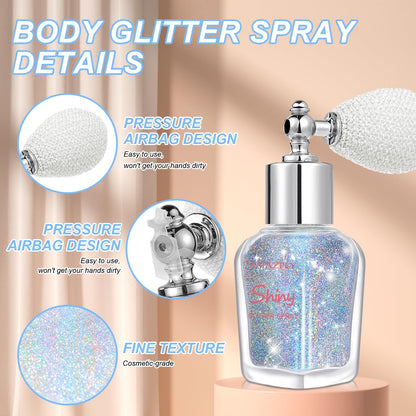 Topcent ultra fine body glitter spray texture and colorful rainbow shine