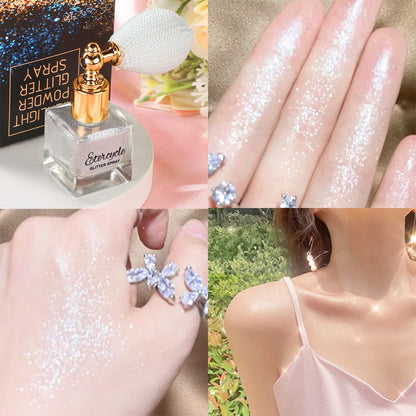 Etercycle holographic glitter spray travel size bottle packaging details.