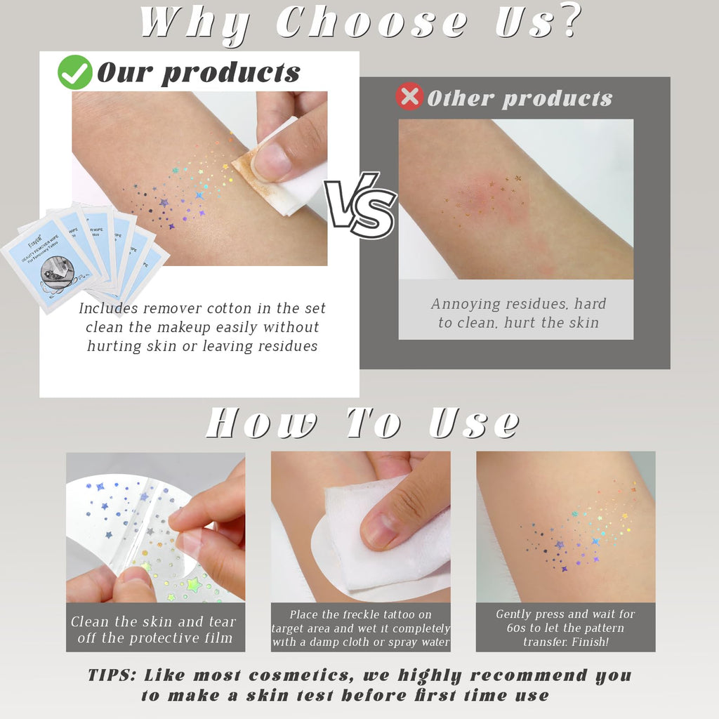 Hosaily 24 count holographic glitter freckles packaging back view