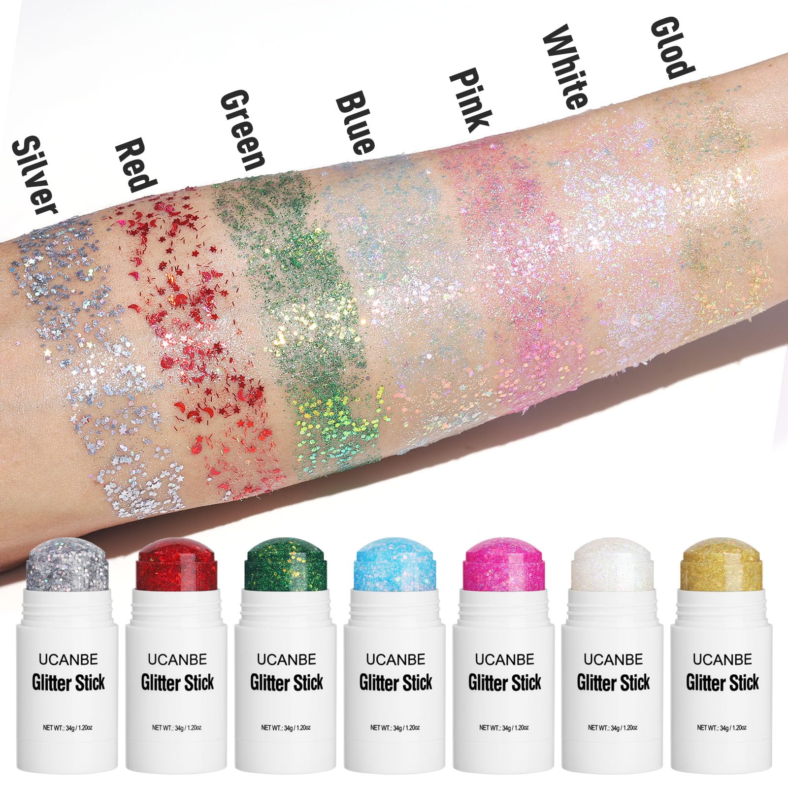 Demonstration of removing the waxy layer of the UCANBE festival makeup stick on the back of a hand