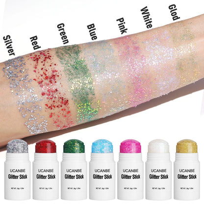 Demonstration of removing the waxy layer of the UCANBE festival makeup stick on the back of a hand