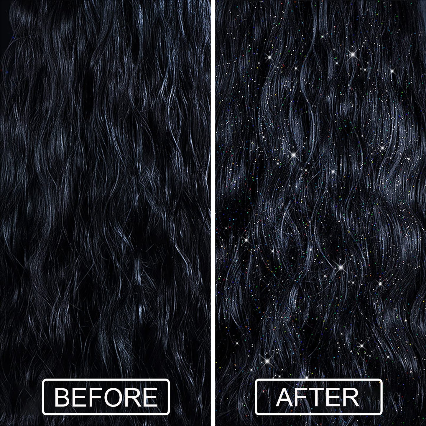 Lezero waterproof hair and body shimmer spray being applied from twelve inches distance