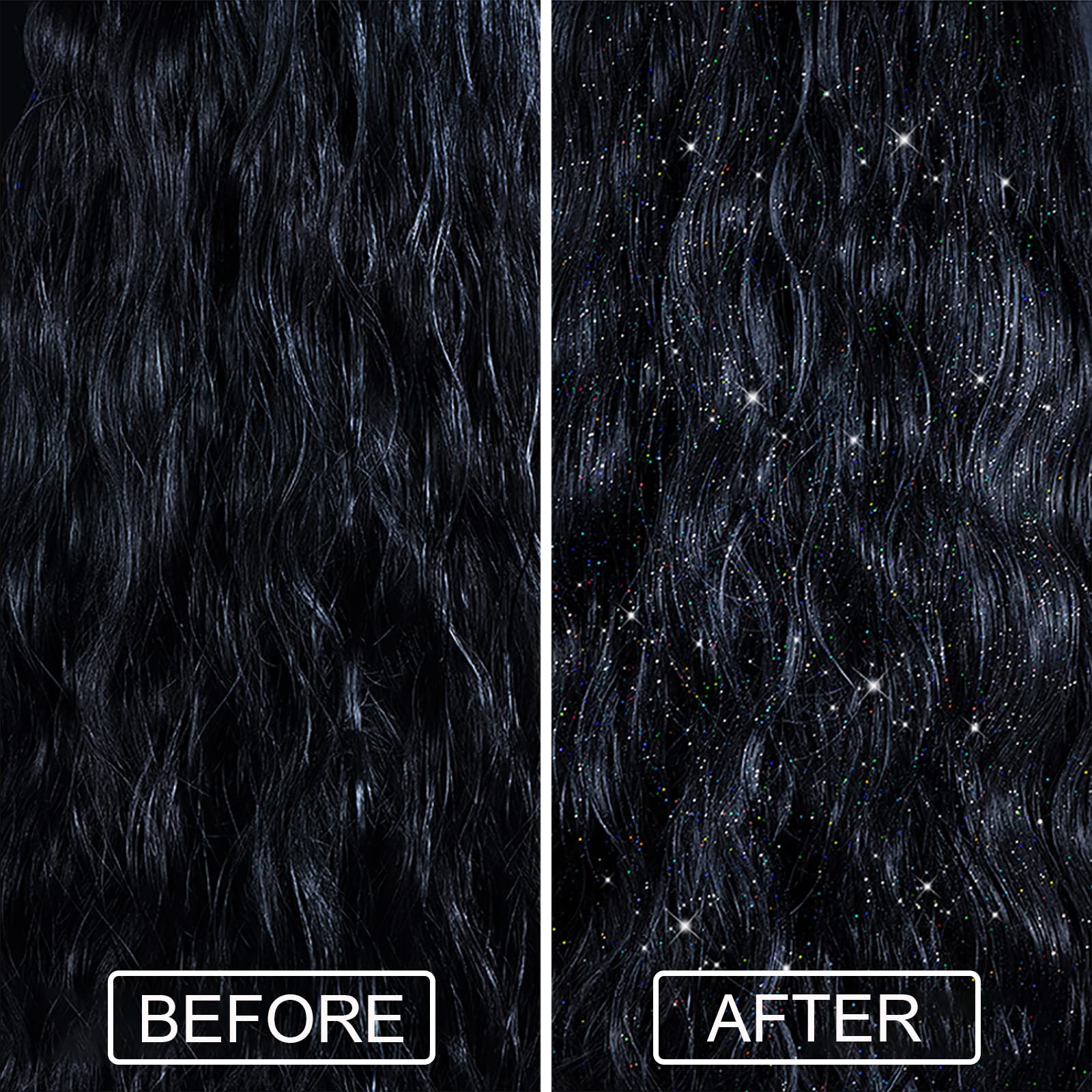Lezero waterproof hair and body shimmer spray being applied from twelve inches distance