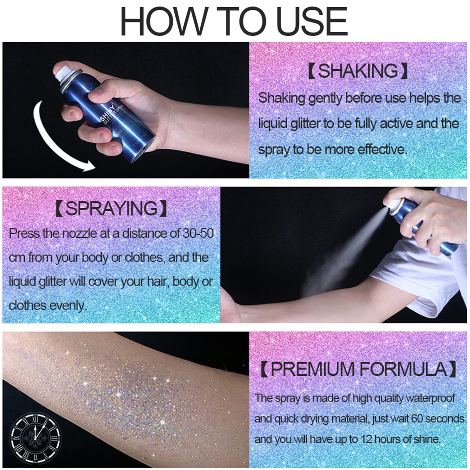 Lezero holo silver hairspray shimmer effect on long hair for music festival accessories