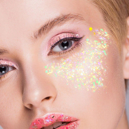 Water resistant long lasting holographic cosmetic sequins collection for concert and cosplay styling