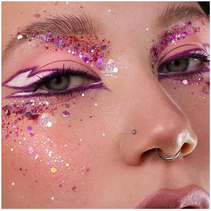 Imported USA beauty kit containing twelve unique shades of sparkling holographic body art gel