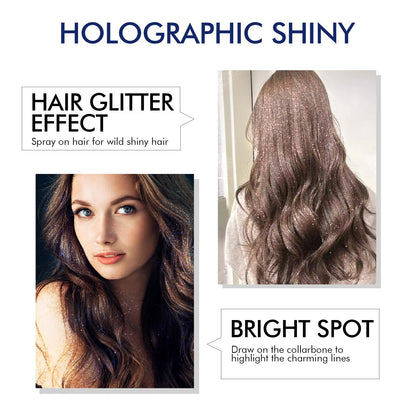 Sparkling hair and body makeup spray for festival rave looks