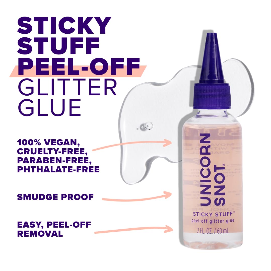 Unicorn Snot clear drying glitter adhesive formula being applied with the precision nozzle