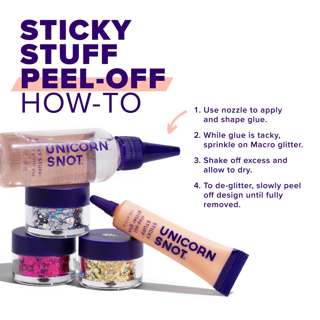 Vegan and cruelty-free festival makeup base for loose cosmetic macro glitter