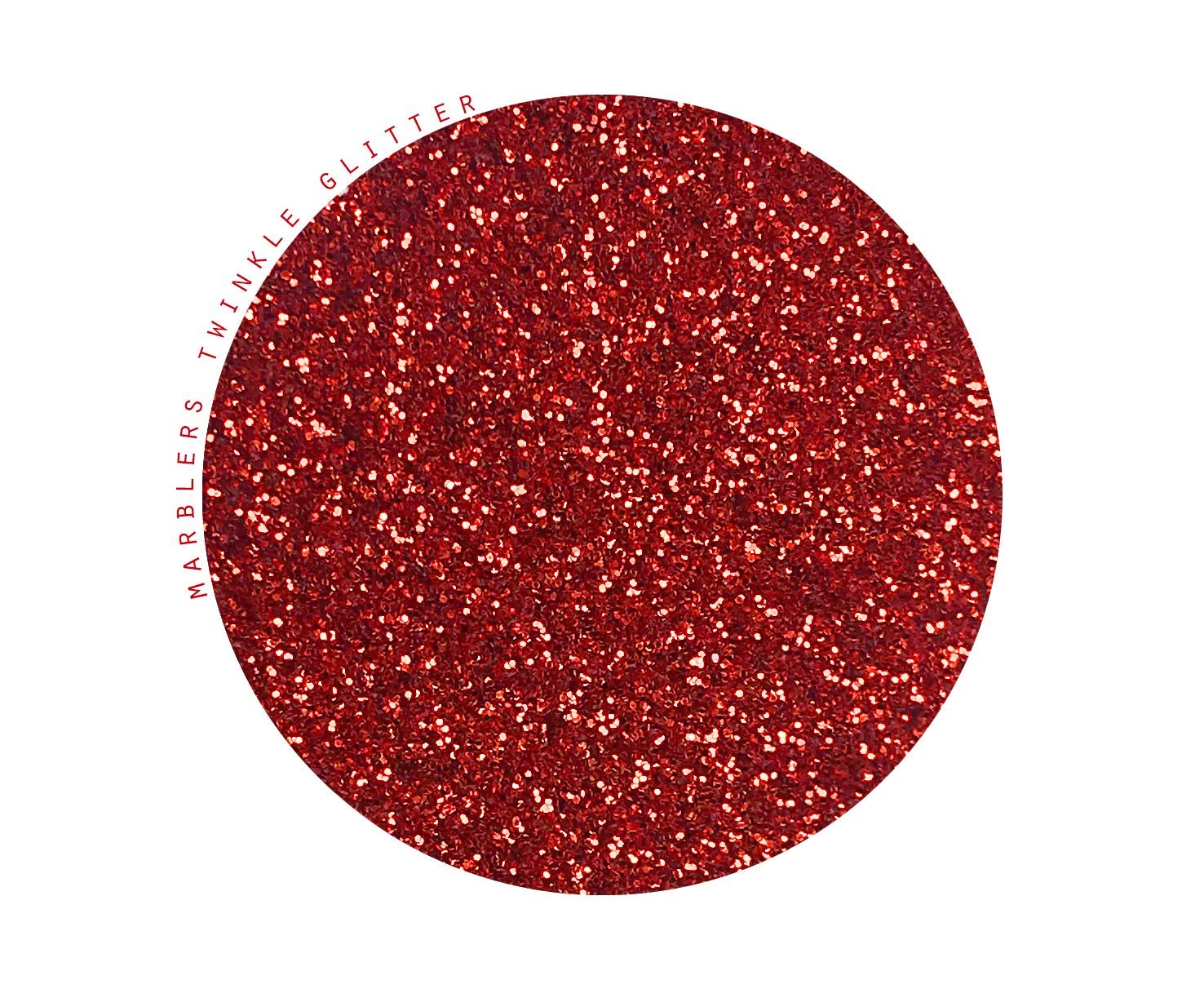 Cosmetic grade fine red glitter powder texture close up