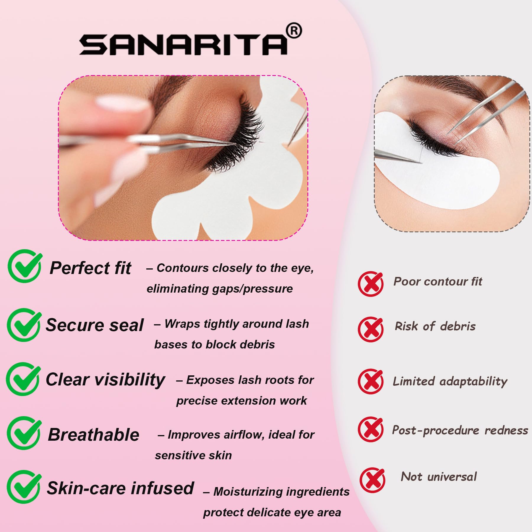 Professional lash artist applying Zokoco hydrogel eye pads to client