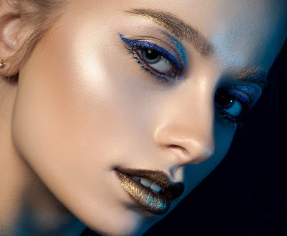 Cruelty free cosmetic glitter swatch on fair skin tones