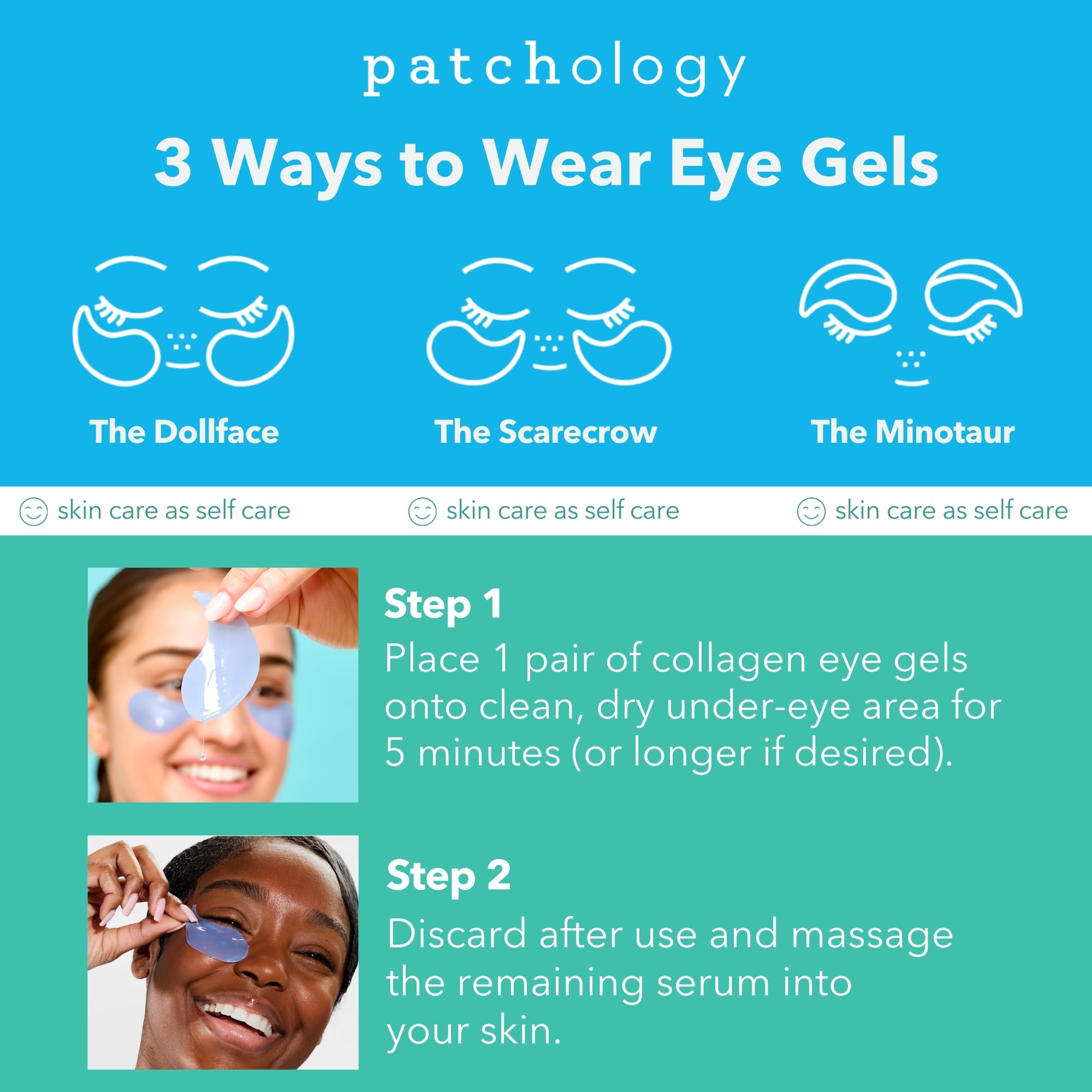Model wearing Patchology Serve Chilled On Ice under eye masks