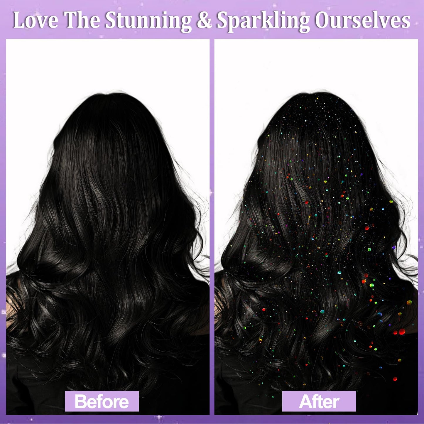 Holographic silver glitter powder particles sparkling under party light effects.