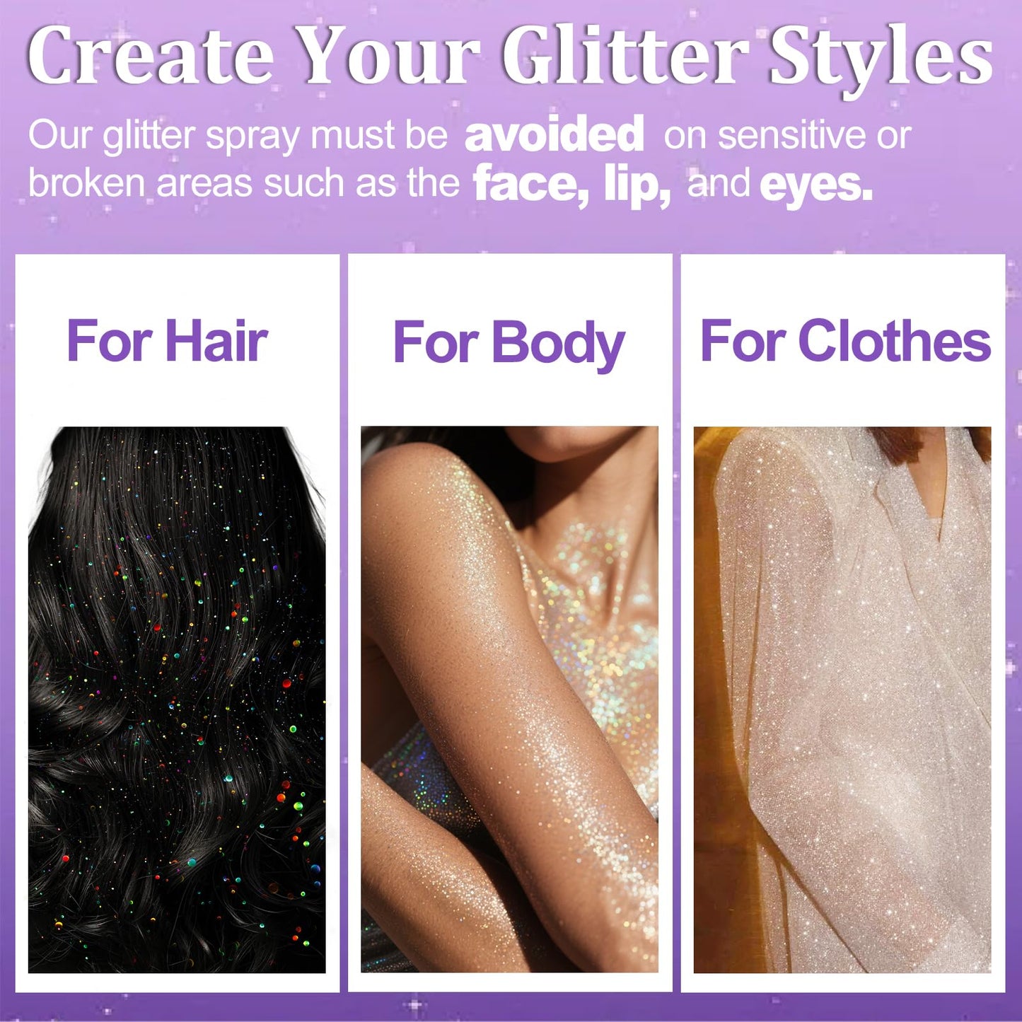 Sparkling silver shimmer spray applied beautifully on model collarbones and skin.