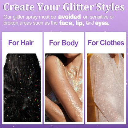 Sparkling silver shimmer spray applied beautifully on model collarbones and skin.