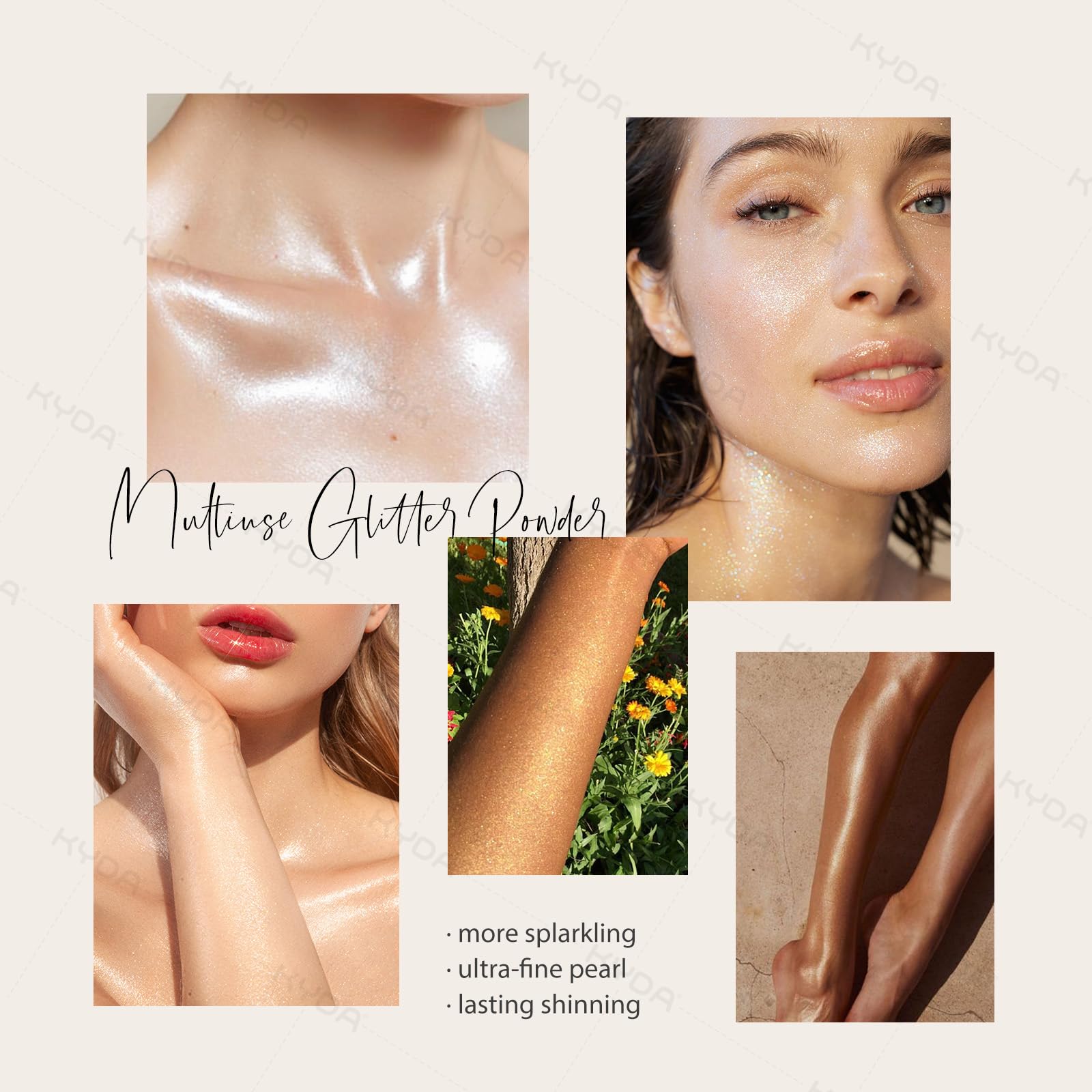 High gloss shimmer makeup spray packaging for face body hair styling