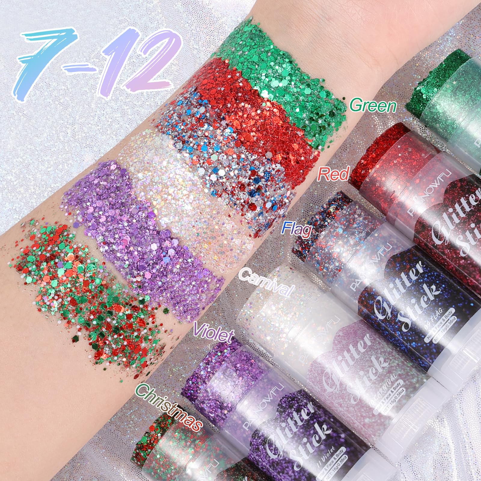 Close-up of the multi-sized red sequins inside the makeup stick.