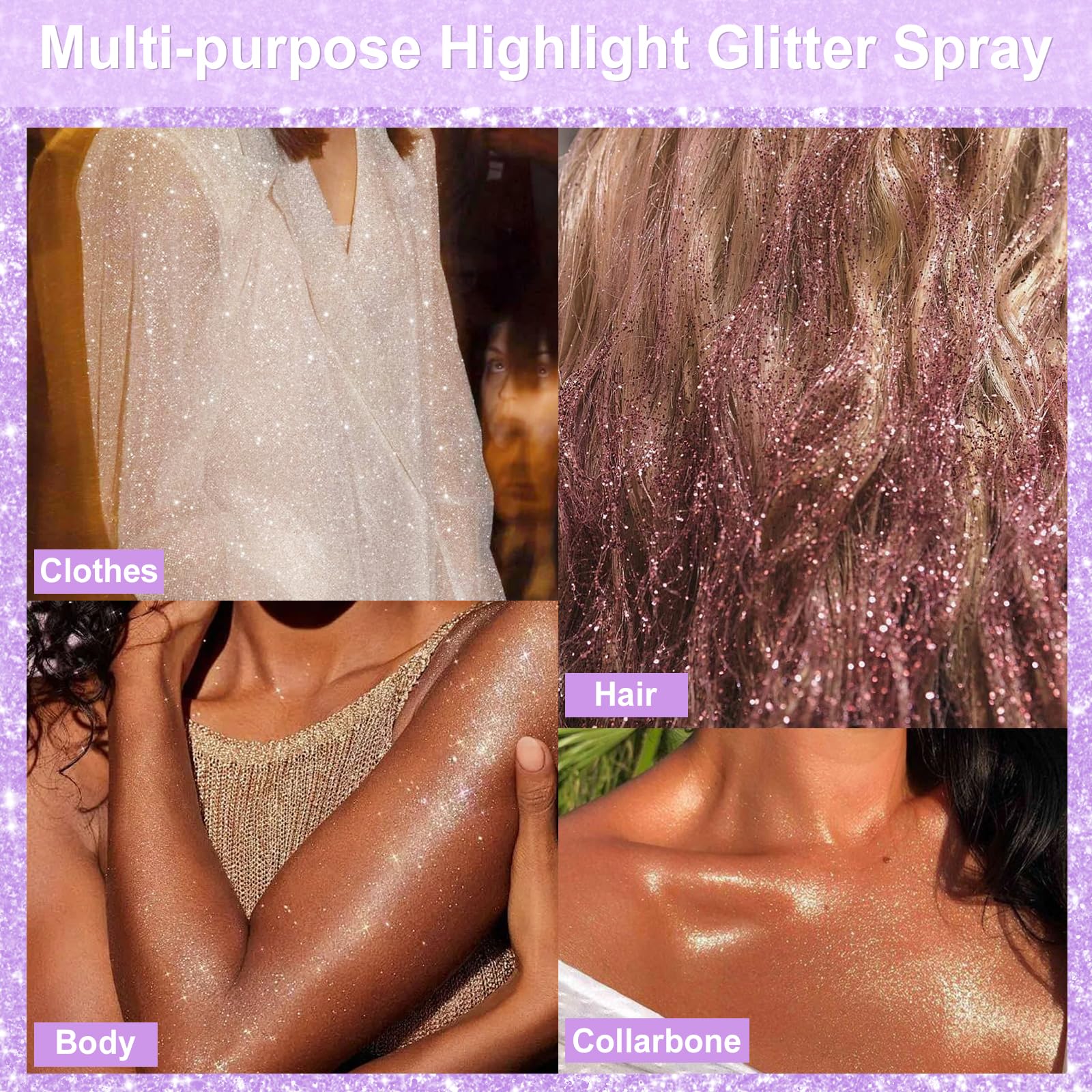 Texture demonstration of the ultra thin skin friendly glitter particles on a dark fabric background.