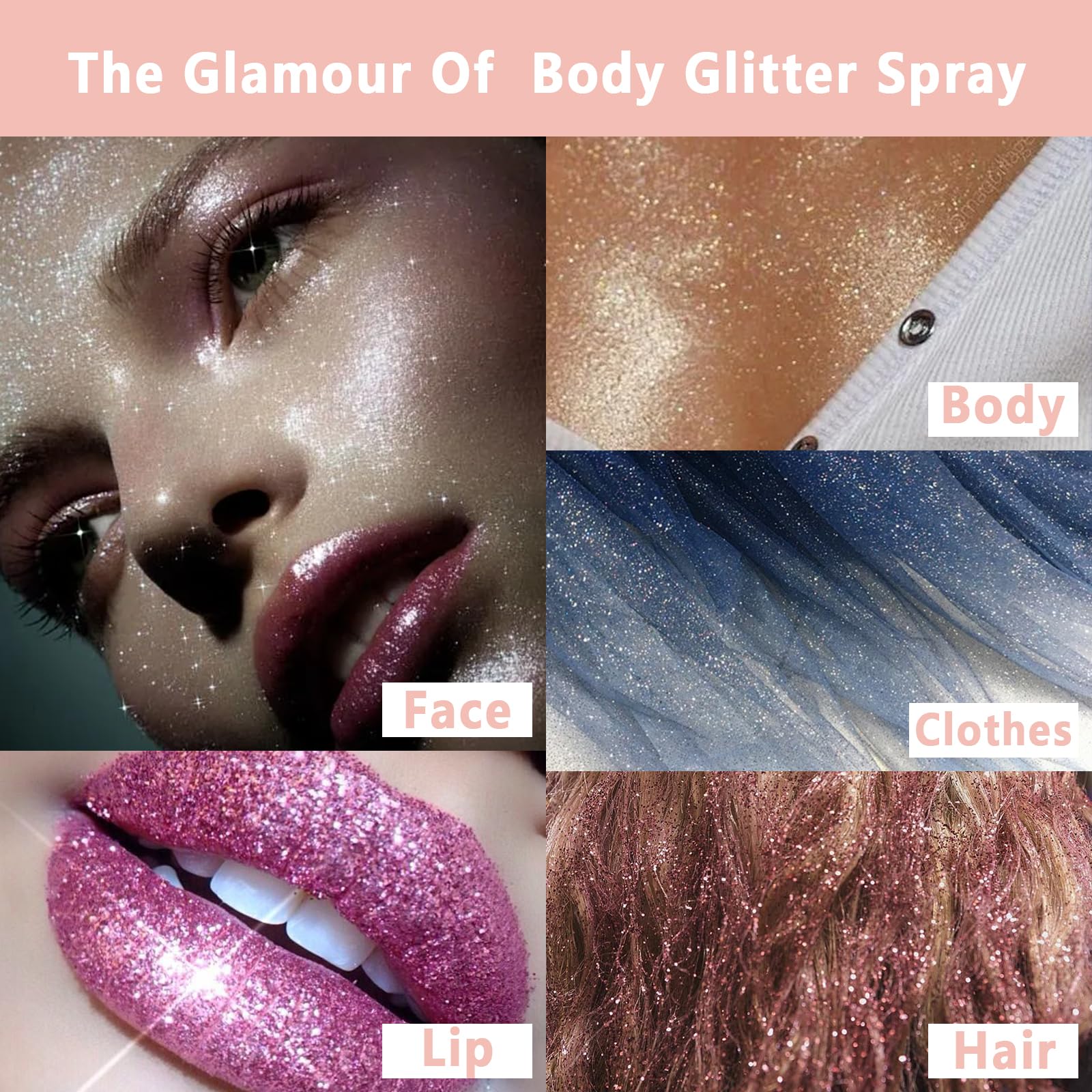Boko iridescent loose glitter powder bottle with pink air sac