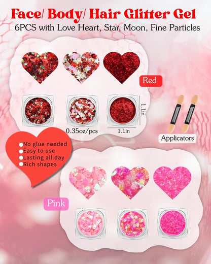 Close up view of self adhesive rhinestone stickers in bow and heart shapes for party makeup