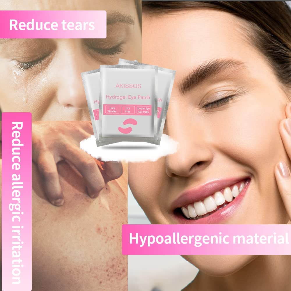 Akissos hypoallergenic eye patches demonstrating hydration and secure fit