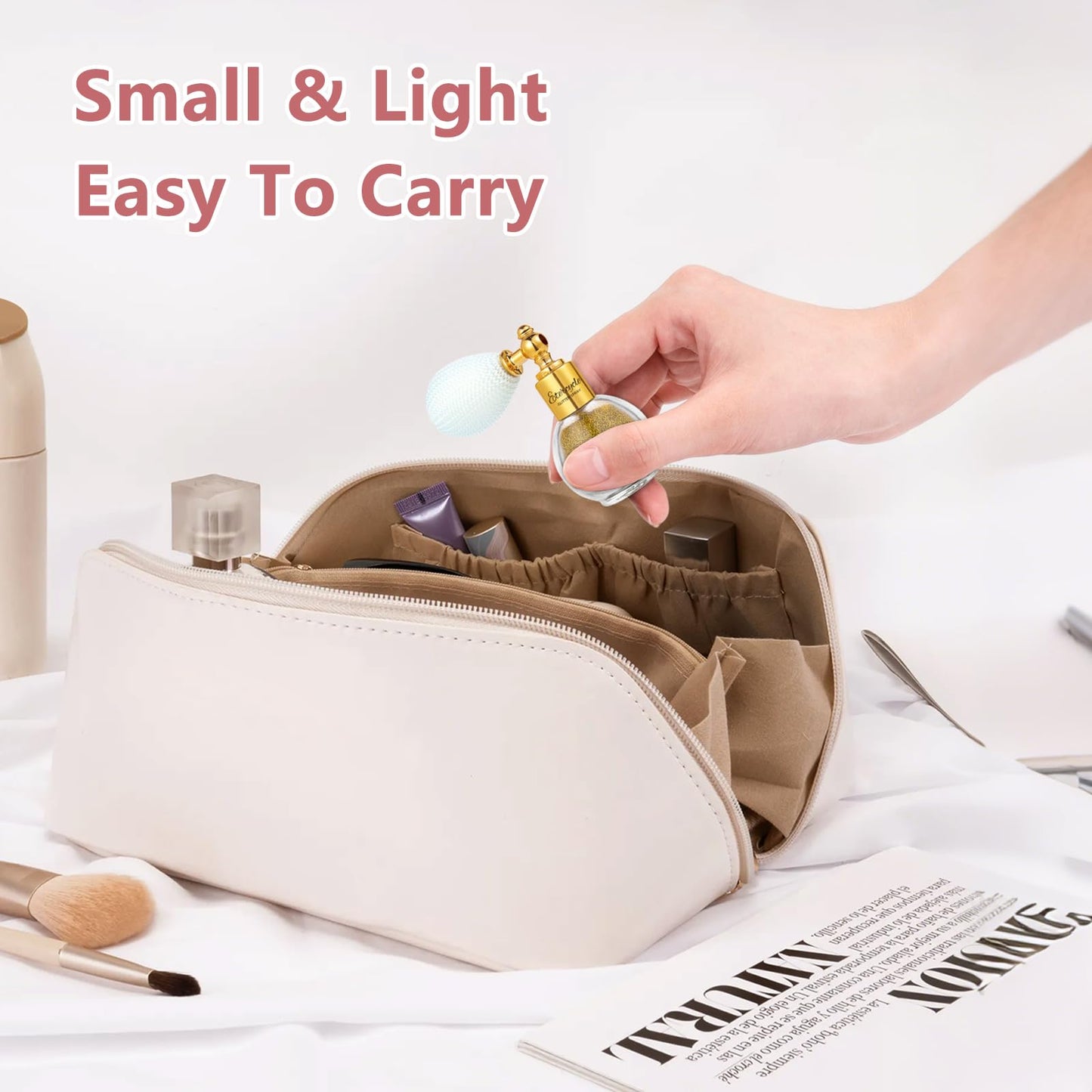 Application demonstration of the gold body glitter spray on clothing and party accessories