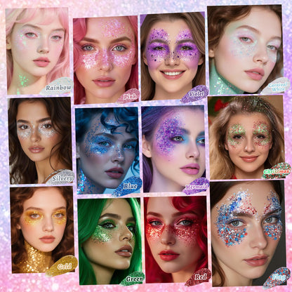 YBUETE cosmetic glitter stick highlighting cheekbones and collarbones