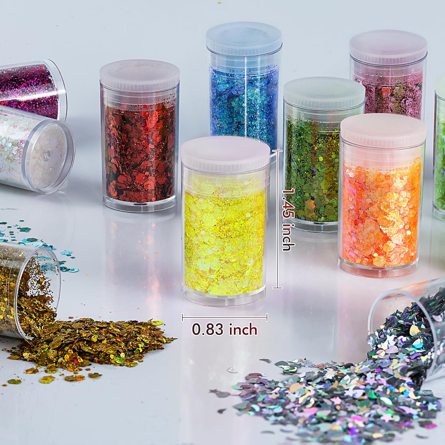Cosmetic grade holographic body glitter being applied to face and hair for festival makeup