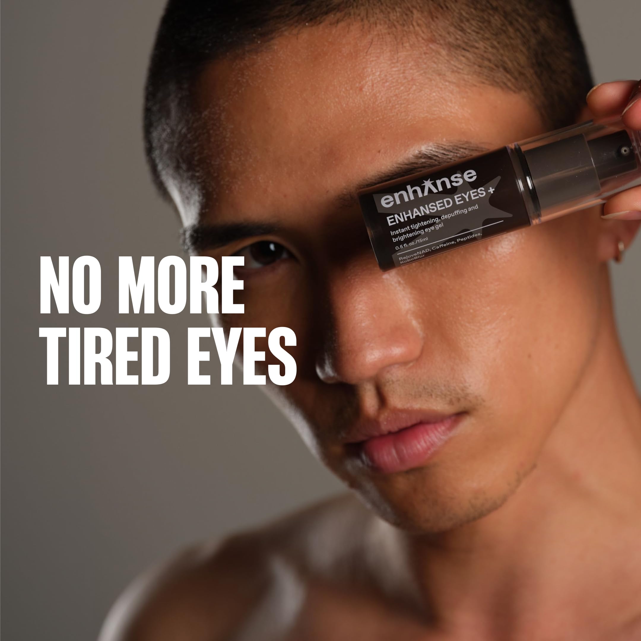 Man applying Enhanse eye gel under eye area