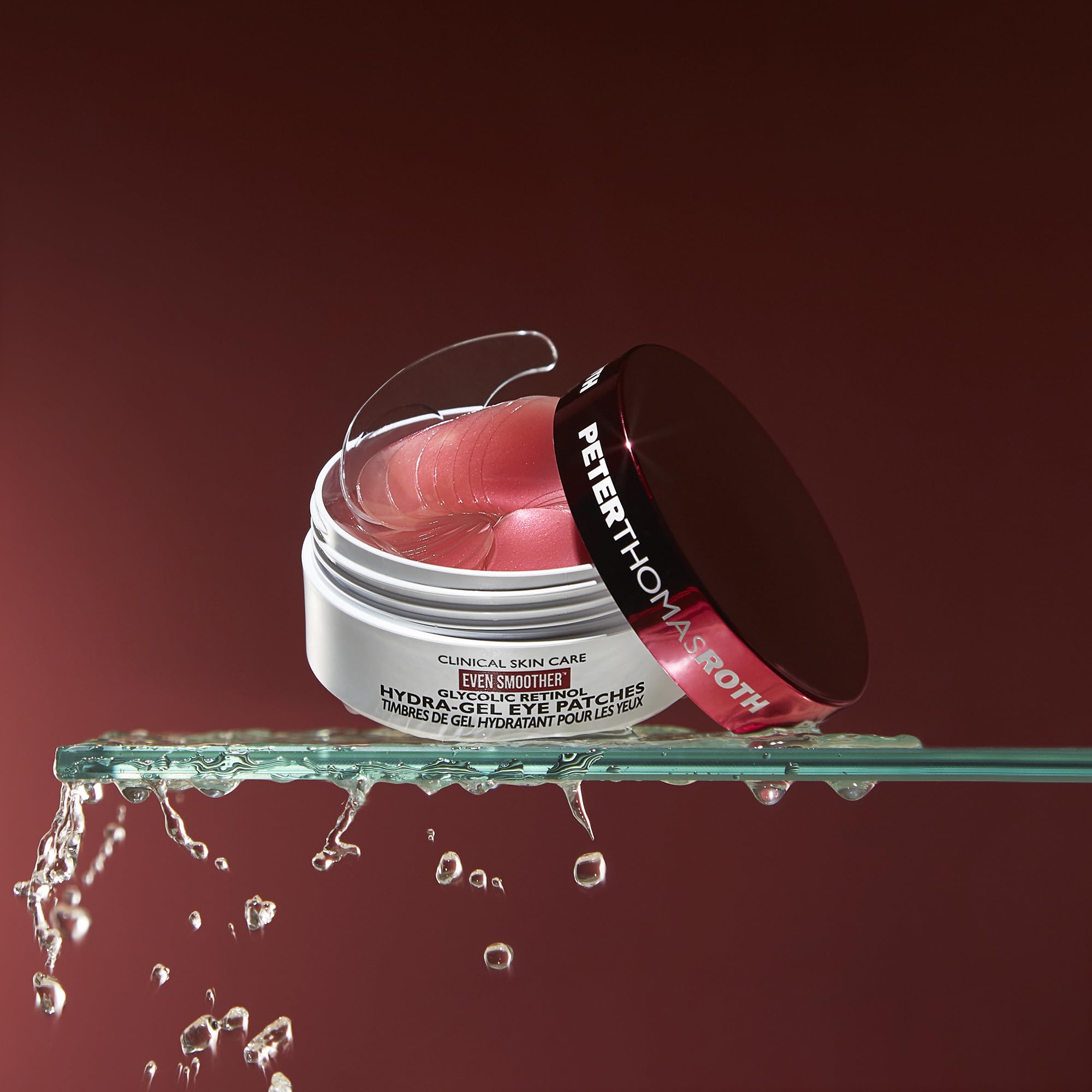 Peter Thomas Roth eye patches jar with lid removed showing contents