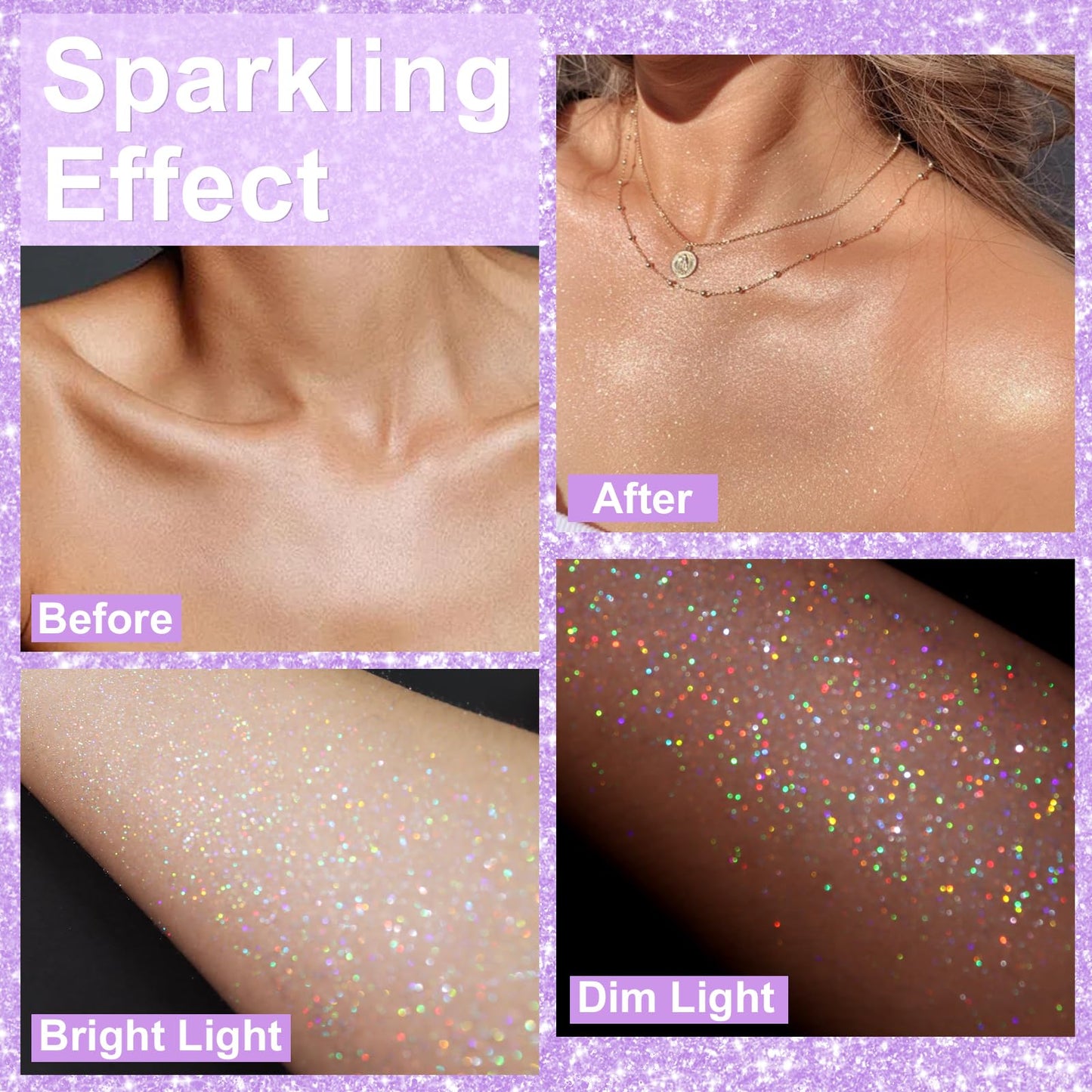 Holographic silver glitter effects from the spray on party clothes and festival outfits