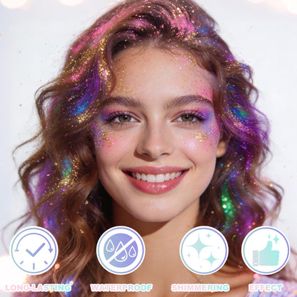 Chunky mermaid sequins and chameleon color changing effect of the pastel glitter gel under bright light