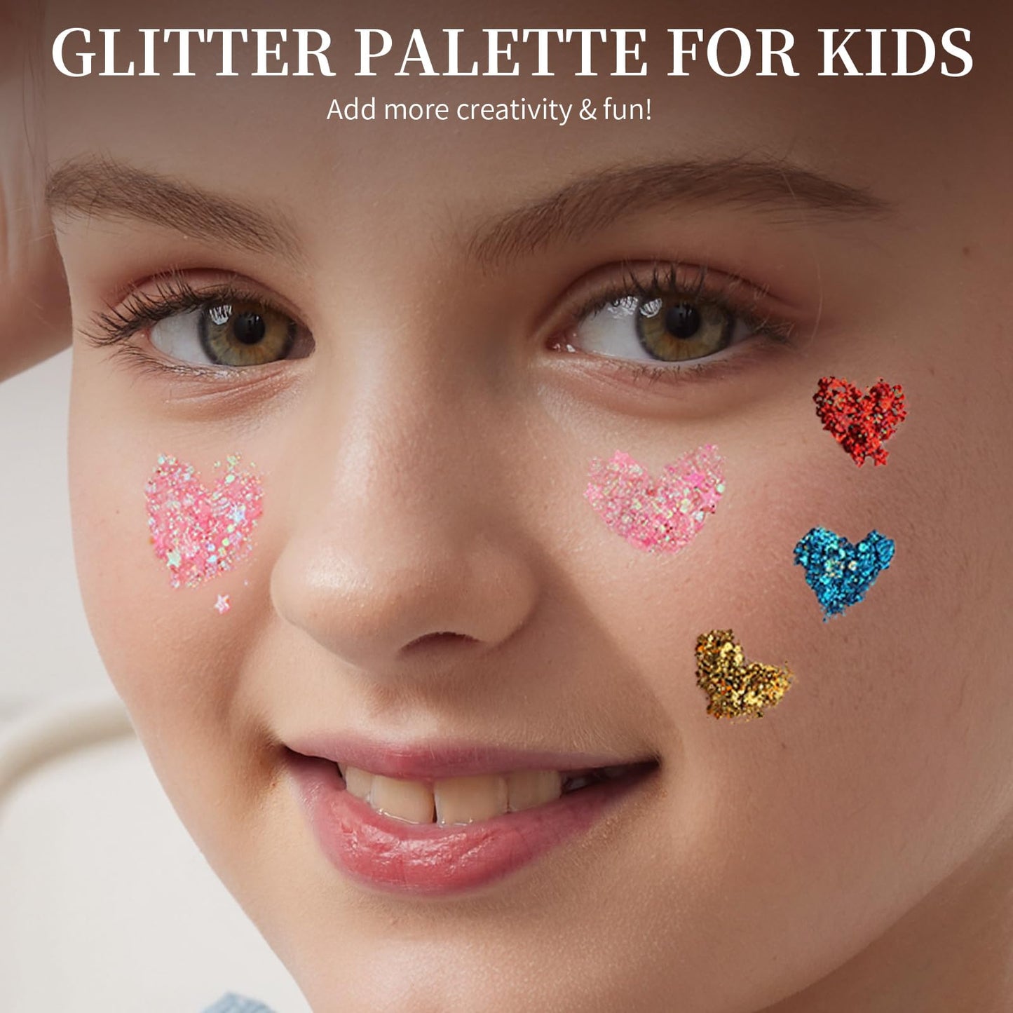 Close-up view of the self-adhesive Fandamei multi-purpose glitter makeup palette texture.