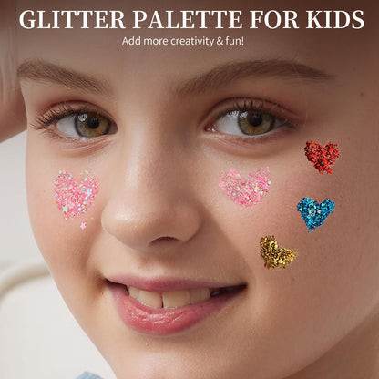Close-up view of the self-adhesive Fandamei multi-purpose glitter makeup palette texture.