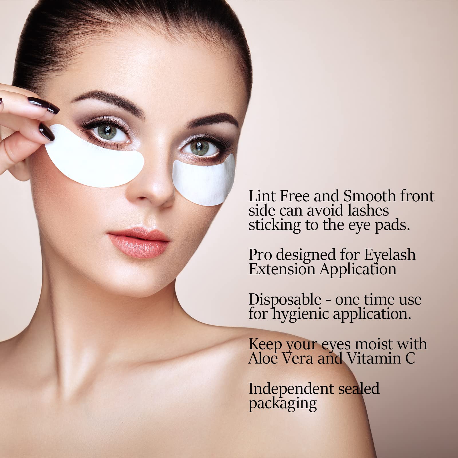 Close up view of GreenLife lash extension under eye pads