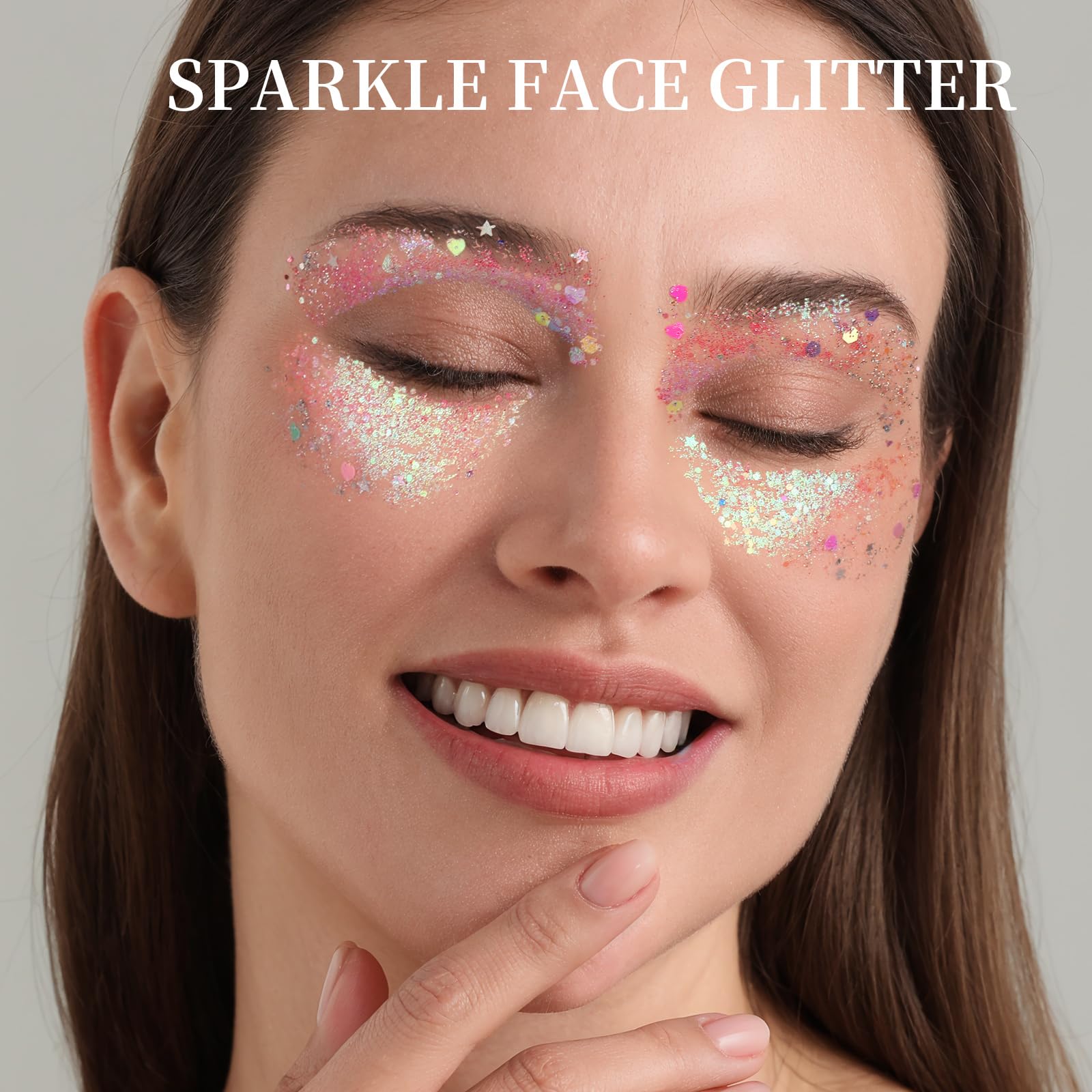 Smudge-resistant Fandamei festival cosmetic glitter gel swatch samples on skin highlighting different shades.