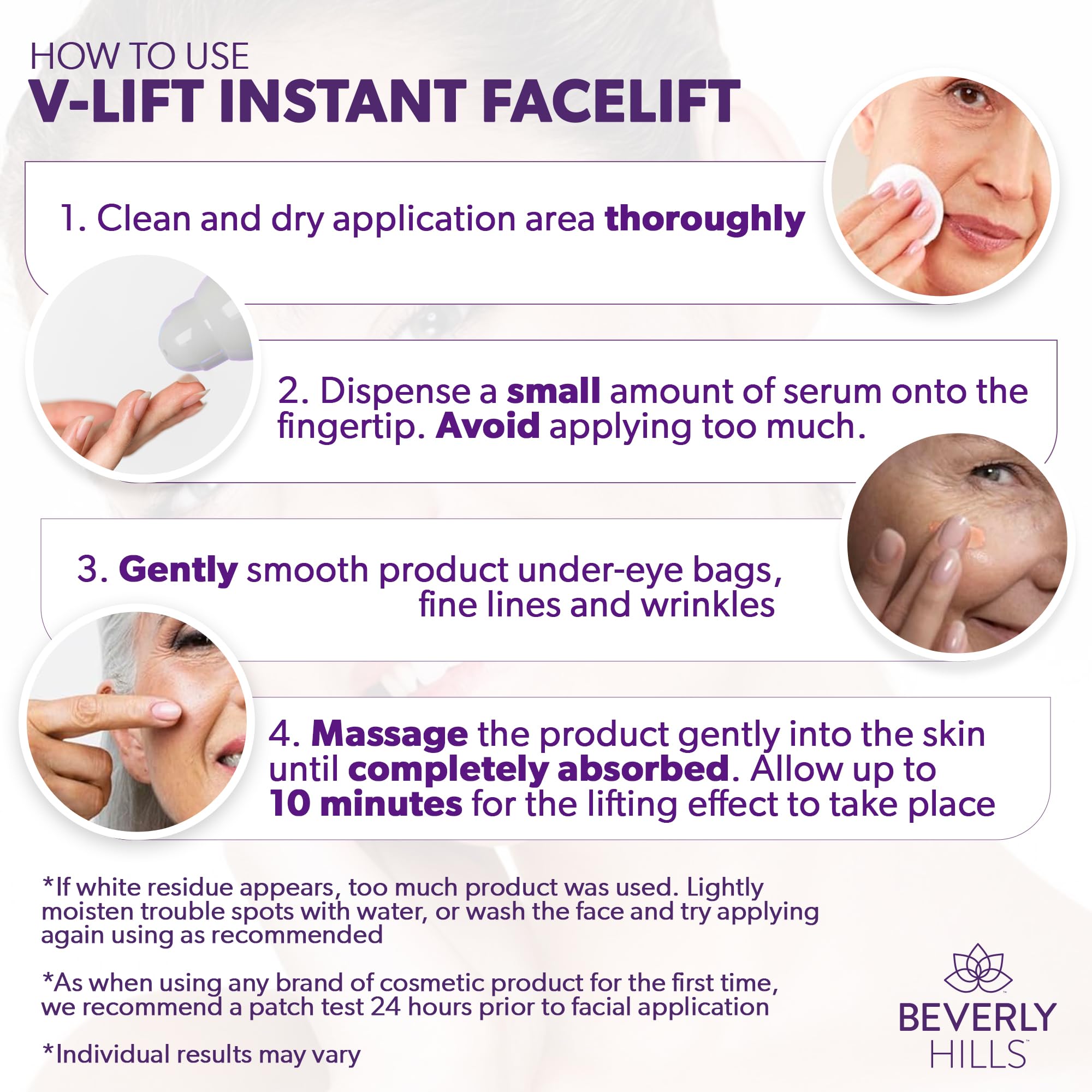 Application of Beverly Hills V-Lift anti-aging eye serum