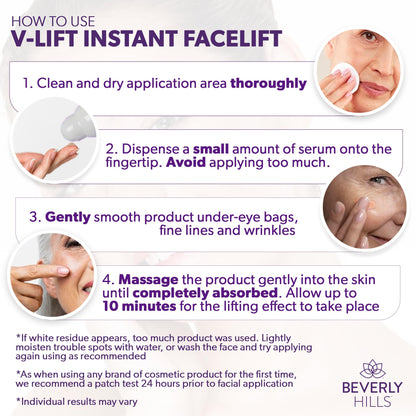 Application of Beverly Hills V-Lift anti-aging eye serum