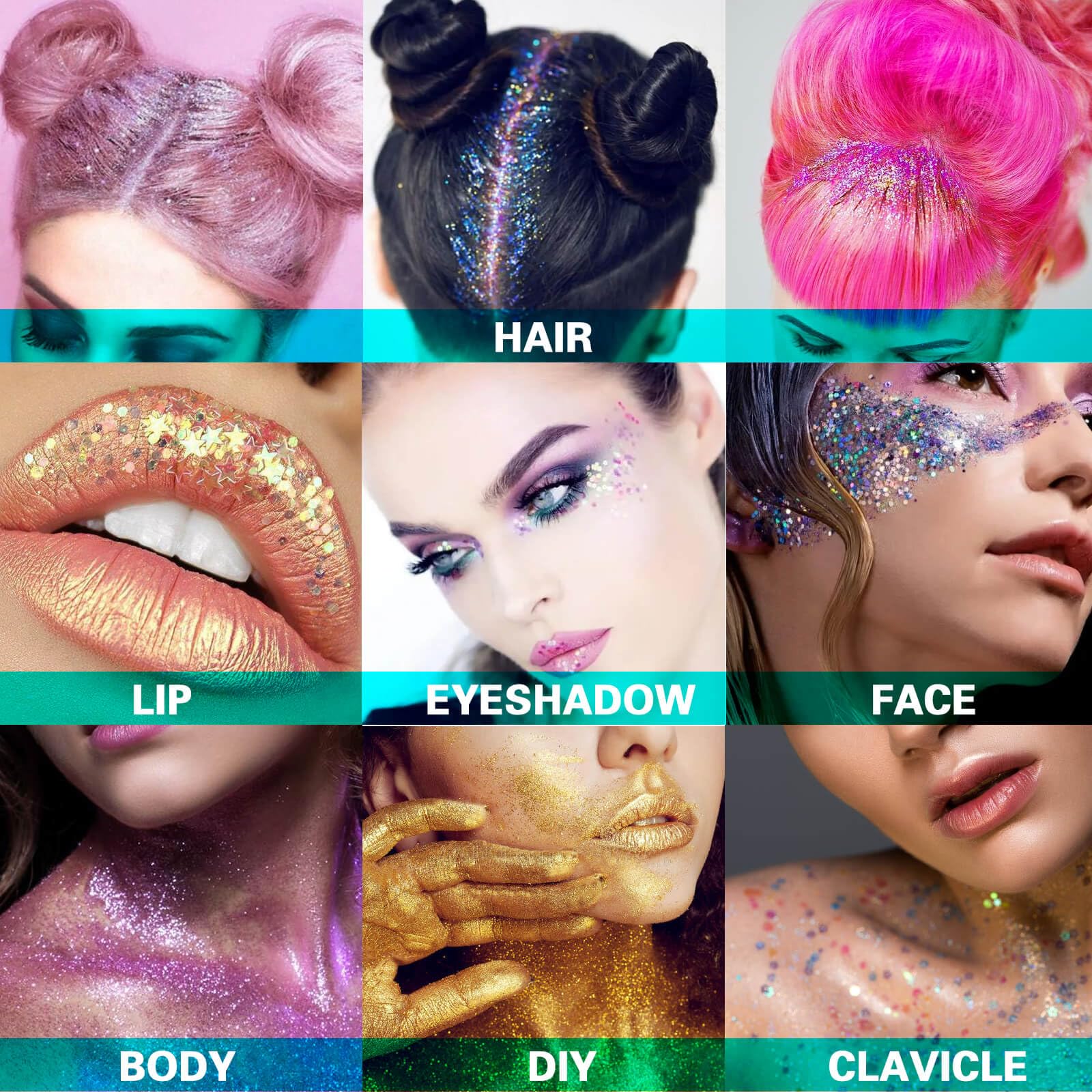 Sparkle gold chunky body glitter gel packaging and product texture close up