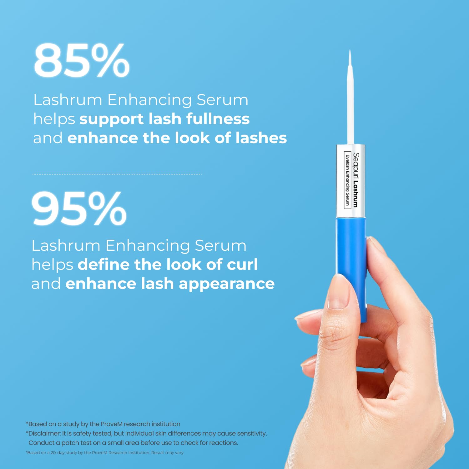 Model applying Seapuri lash growth serum to roots