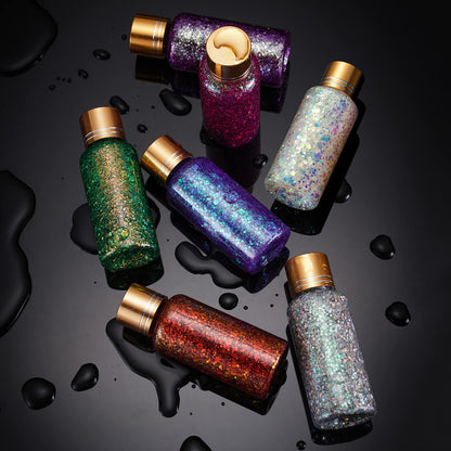 Long lasting chameleon sequins makeup gel being washed off easily with soap