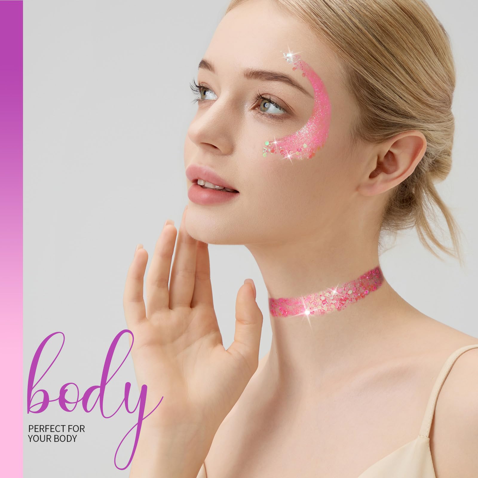 Teenitor cosmetic glitter gel packaging with applicator sticks included